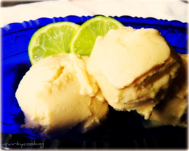 Vanilla Coconut Pine Lime Sorbet - Quirky Cooking