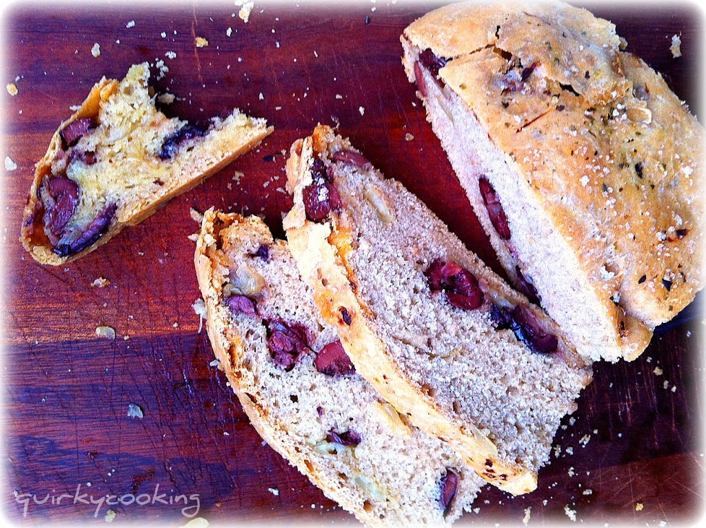 Caramelized Onion & Olive Spelt Bread - Quirky Cooking