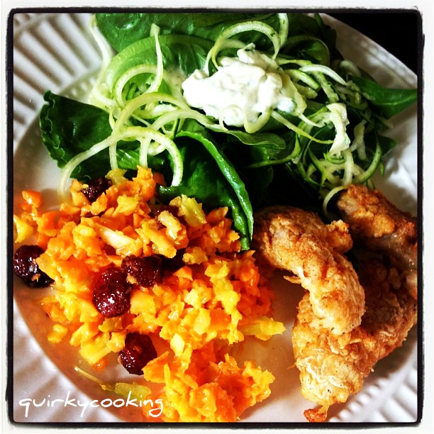 Healthy Fried Chicken Strips & Salad - Quirky Cooking