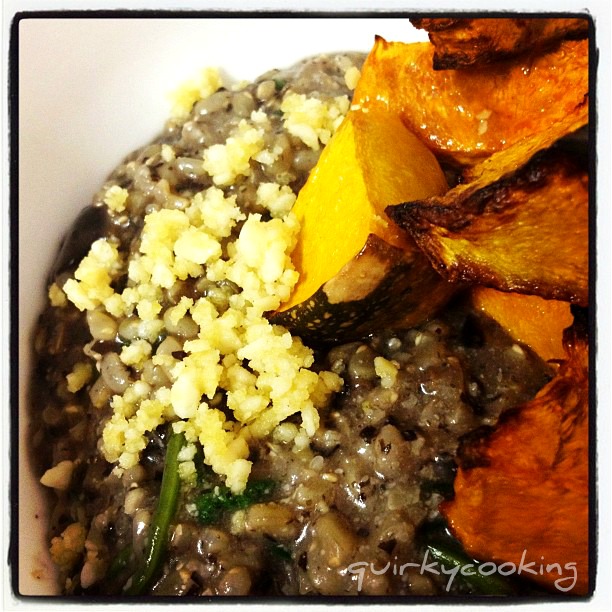 Brown Rice Mushroom Risotto with Macadamia Cheese - Quirky Cooking