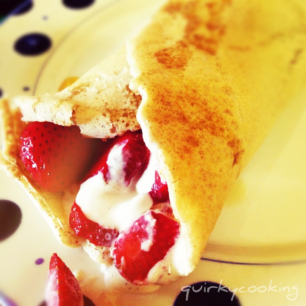Buckwheat & Almond Crepes filled with Strawberries & Vanilla-Cashew Cream - Quirky Cooking