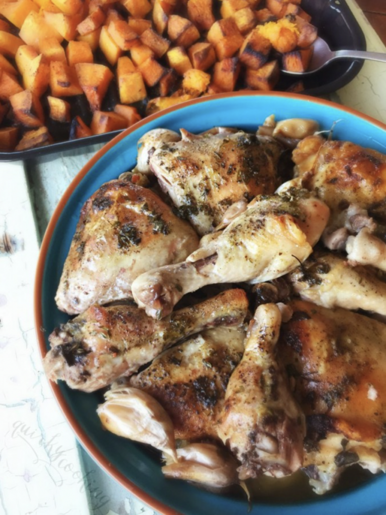 Chicken with 40 Cloves of Garlic, and Roasted Pumpkin - Quirky Cooking