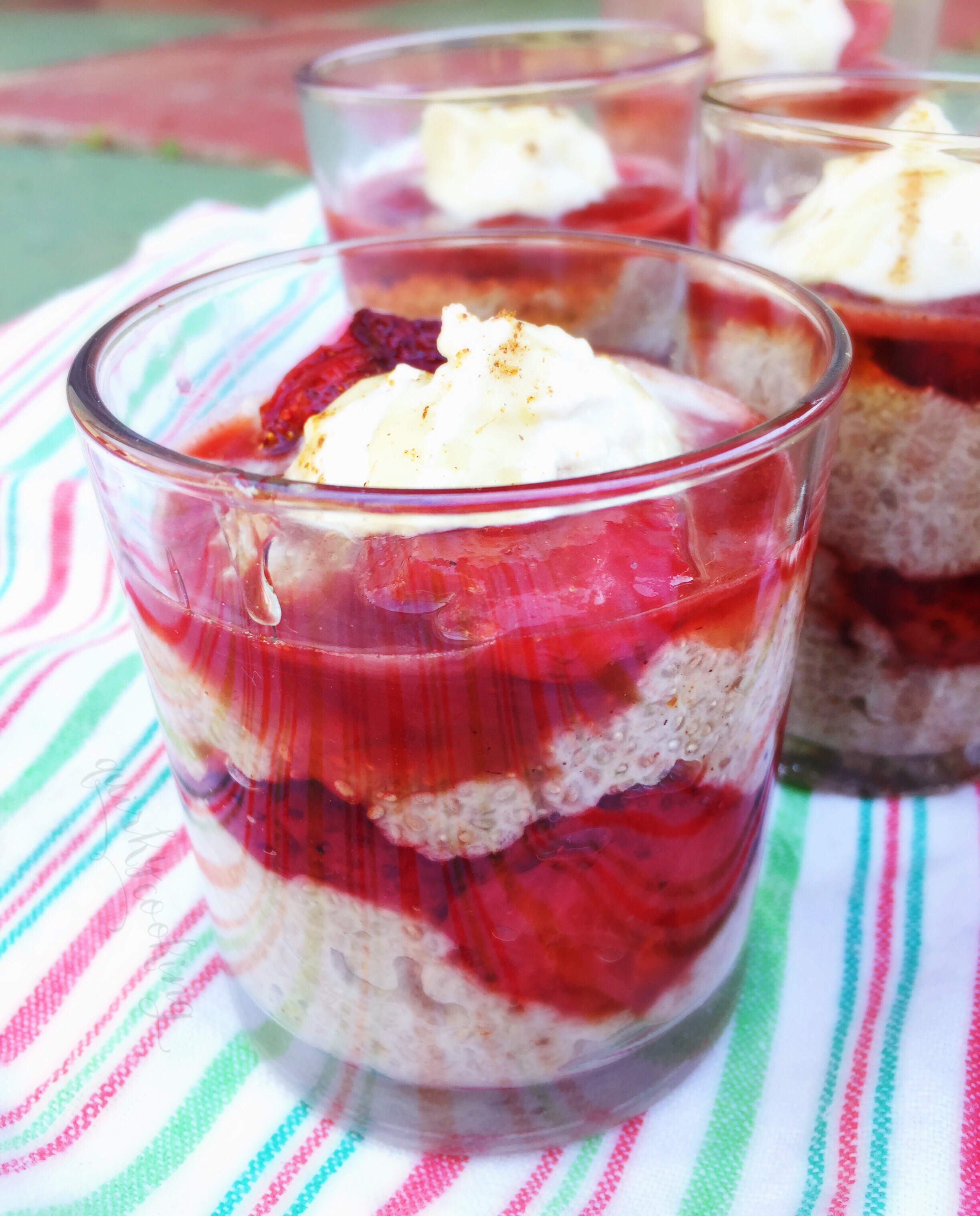 Coconut Spice & Roasted Strawberry Chia Puddings - Quirky Cooking