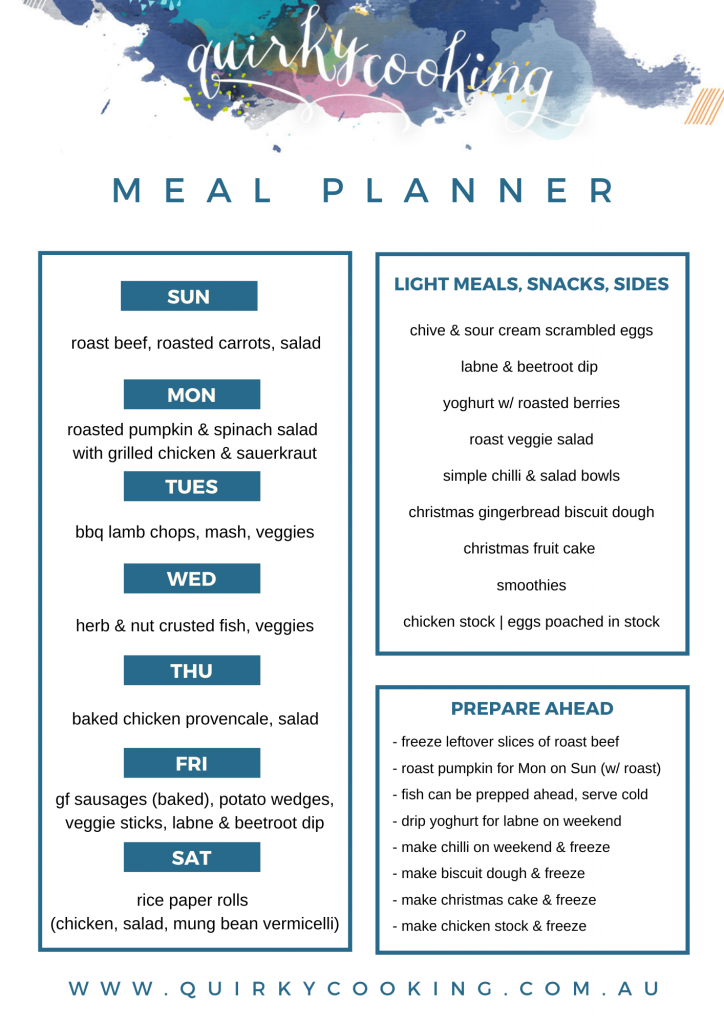 A Simple Meal Plan, Quirky Cooking