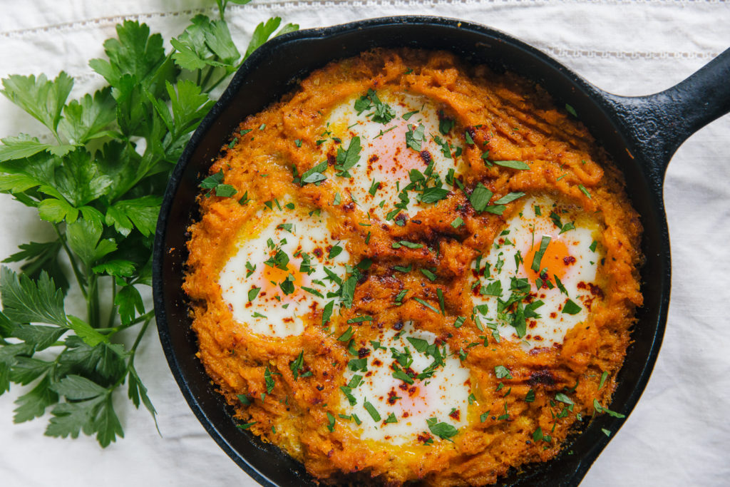 Spicy Pumpkin Mash with Baked Eggs, Quirky Cooking